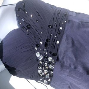 Chetta b cocktail dress spaghetti straps with built in cups and beading size8